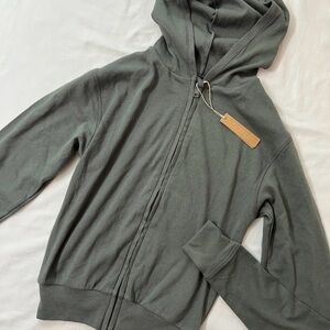 SKIMS Logo Pointelle Full Zip Up Hoodie Jacket